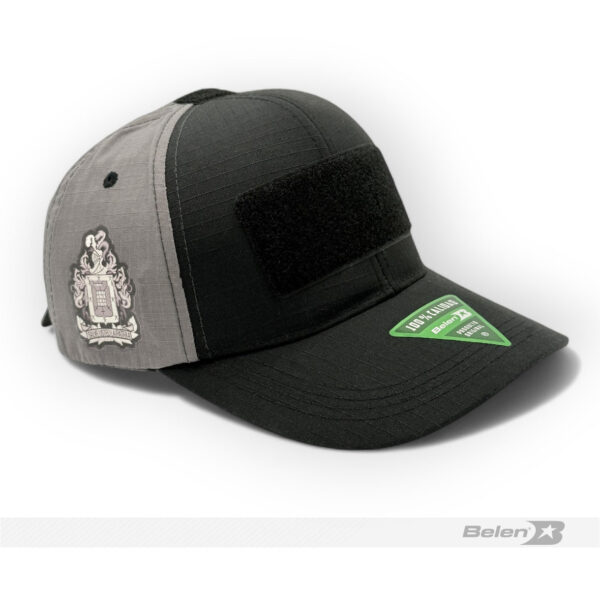 Gorra táctica negro-gris velcro caballeria
