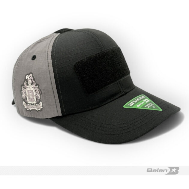Gorra táctica negro-gris velcro caballeria