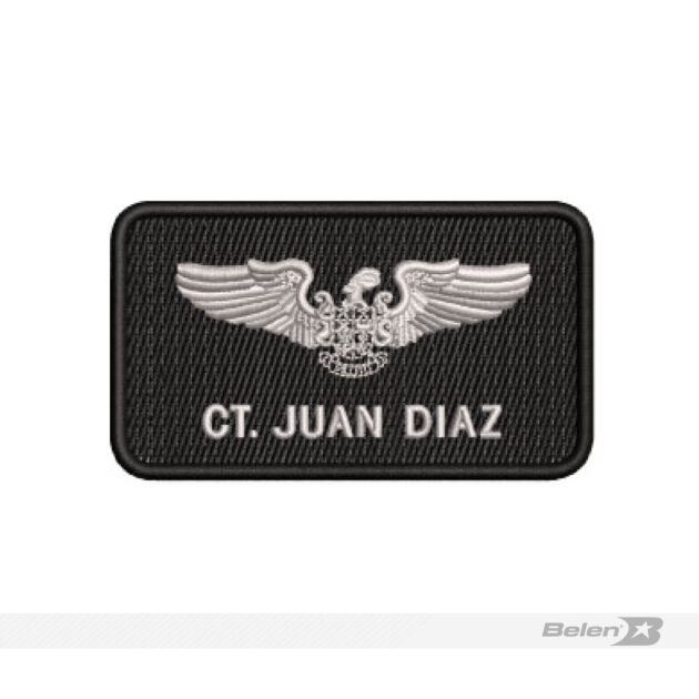 Tarjetero piloto ejercito fondo relleno bordado plateado