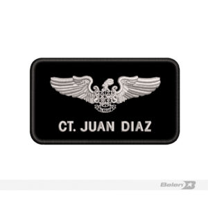 Tarjetero piloto ejercito fondo tela bordado plateado