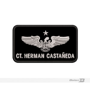 Tarjetero piloto 1 Estrella ejercito fondo tela bordado plateado