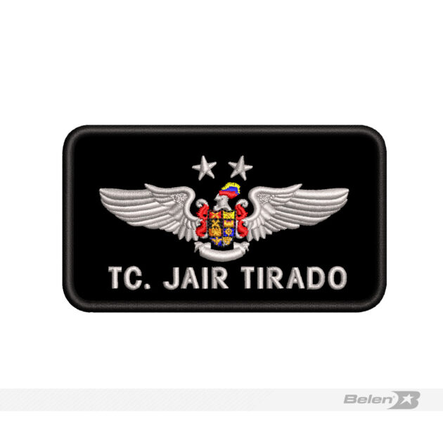 Tarjetero piloto 2 estrella ejercito fondo tela bordado colores