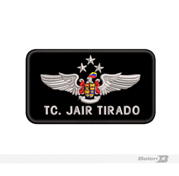 Tarjetero piloto 3 estrella ejercito fondo tela bordado colores