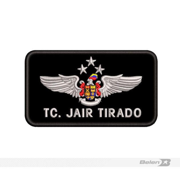 Tarjetero piloto 3 estrella ejercito fondo tela bordado colores